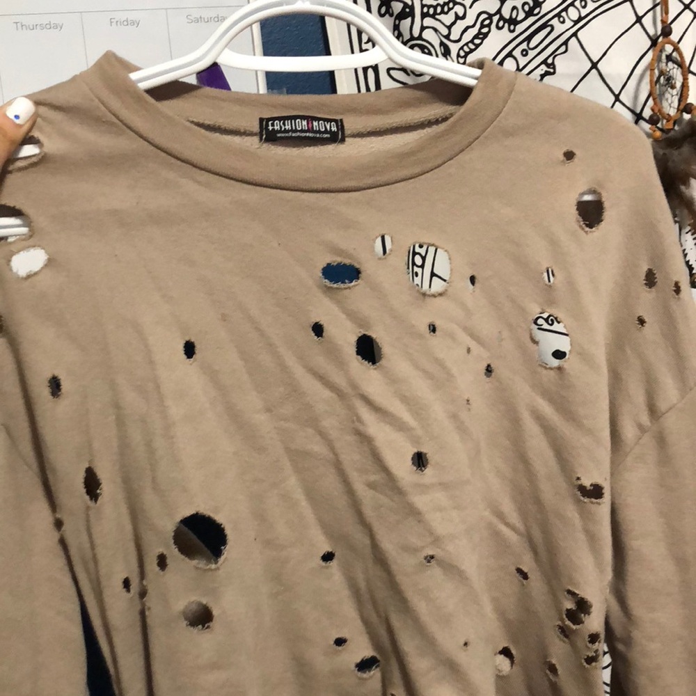 FASHION NOVA DISTRESSED LONG SLEEVE
